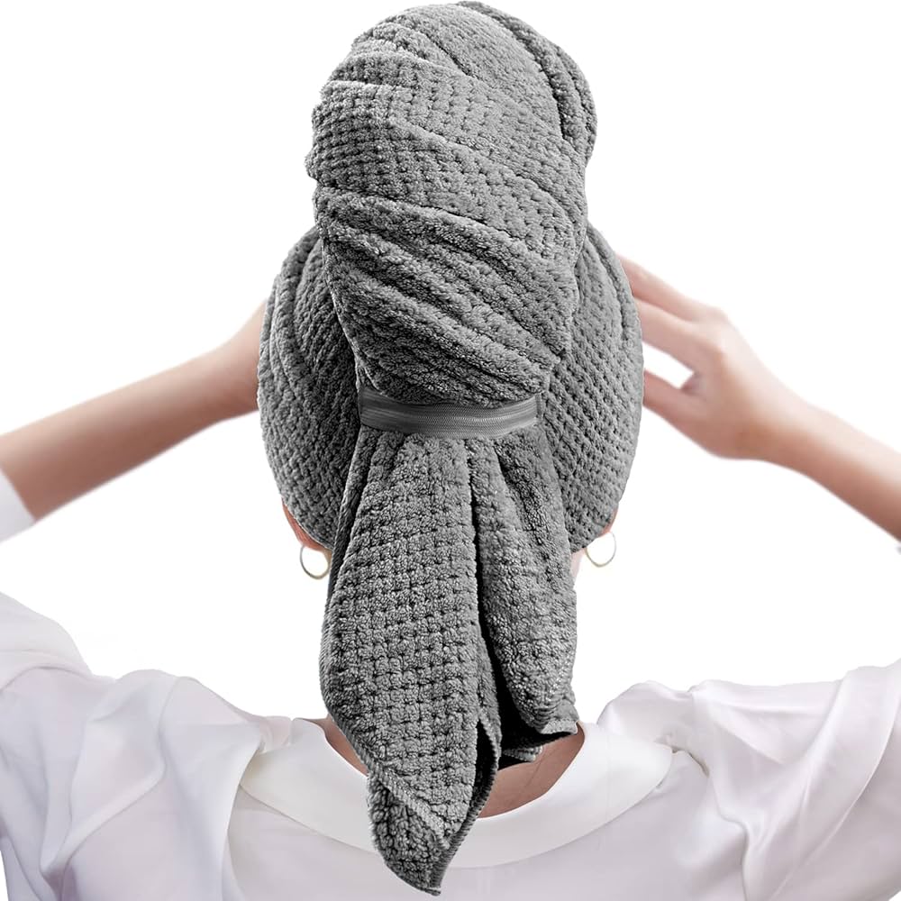 MOHI MICROFIBER HAIR TOWEL GREY - Image 3